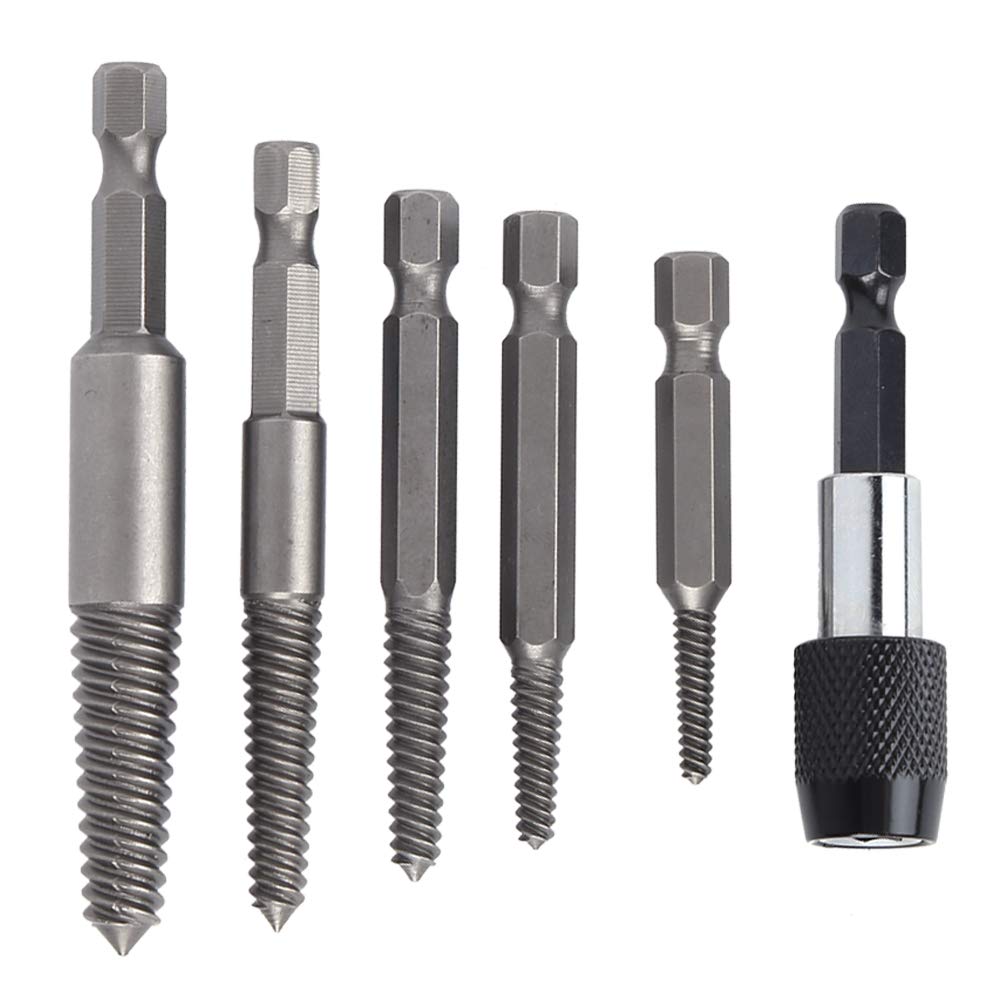 BORDSTRACT Headless Screw Extractor, High Speed ​​Steel Hex Shank Screw Extractor 6pcs for Stainless Steel 8.8-12.9 Grade Bolts
