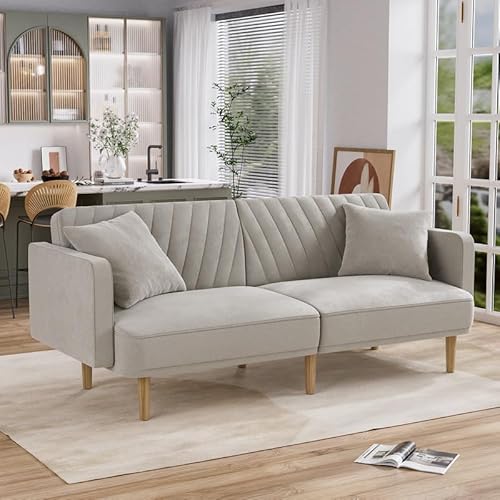 DAMAIFROM Futon Sofa Bed, Upholstered Comfy Velvet Futon Couch