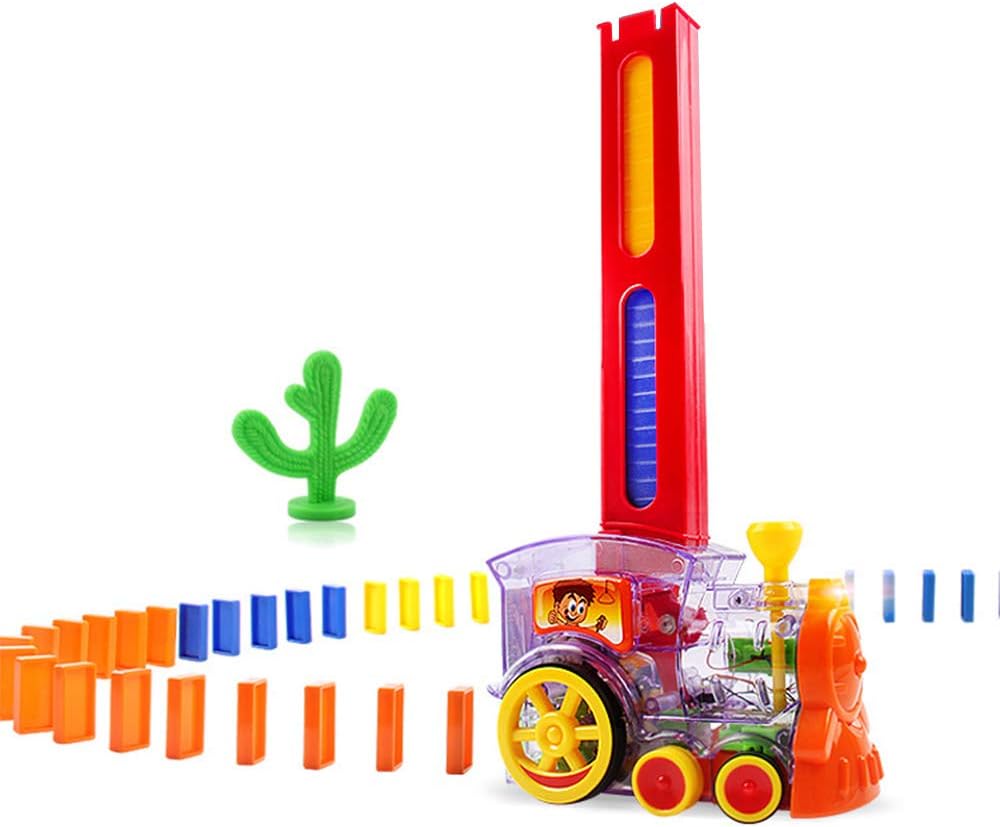 Dominoes Rally Electric Train with Acousto-Optic Automatic Pendulum Chess,Play Train Set for Kid's Intelligence Education and Development,Stacking Toy