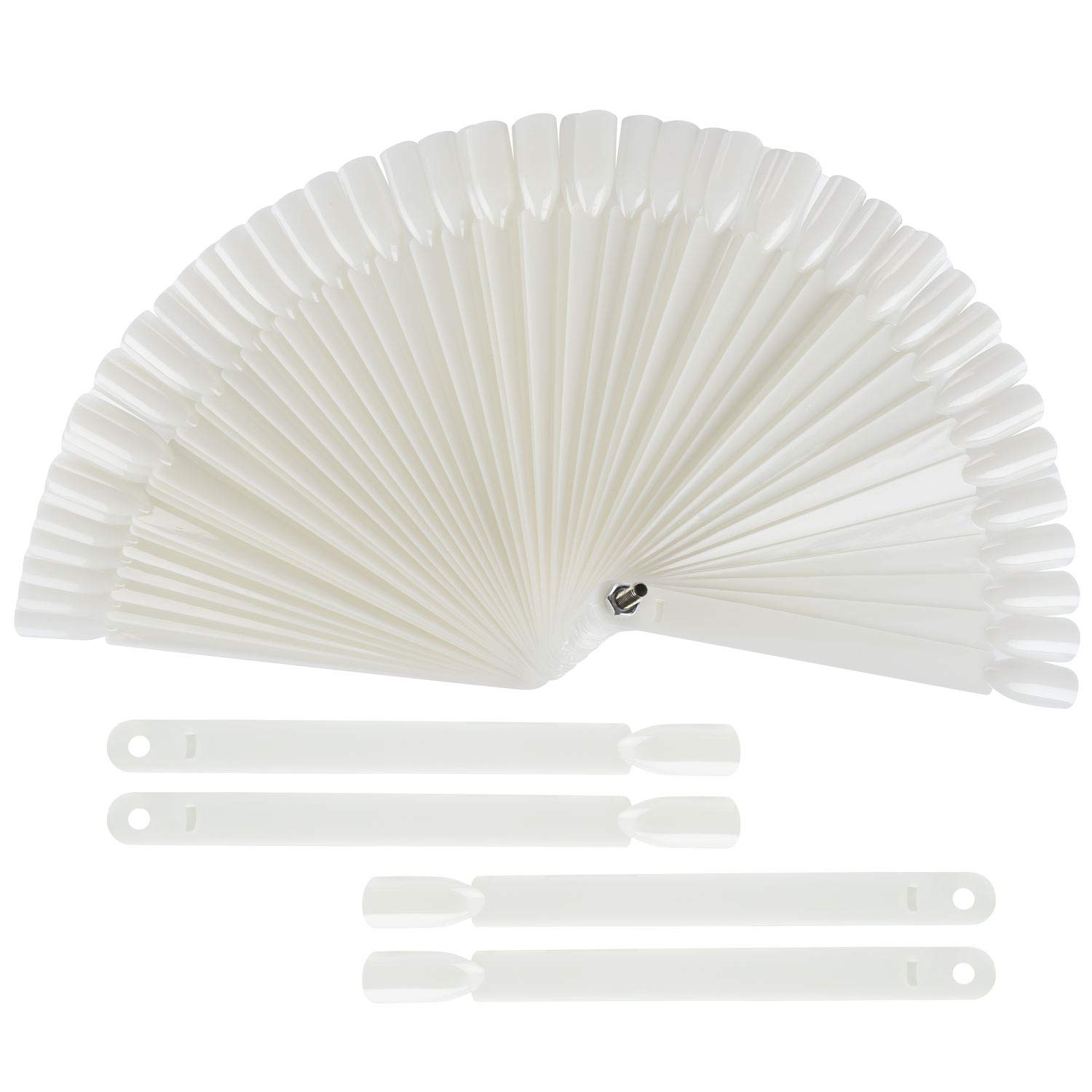 200 Pieces Nail Tips Sticks Natural Nail Art Practice Tips Fan Shaped Polish Color Board Display with Mounting Screw Nail Art Tips