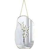 SDlumeiy Irregular Wall Mirror, 15.6x9-inch Gold Wall-Mounted Asymmetrical Mirror, Suitable for Bathrooms, Hallways, and More