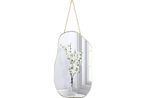 SDlumeiy Irregular Wall Mirror, 15.6x9-inch Gold Wall-Mounted Asymmetrical Mirror, Suitable for Bathrooms, Hallways, and More