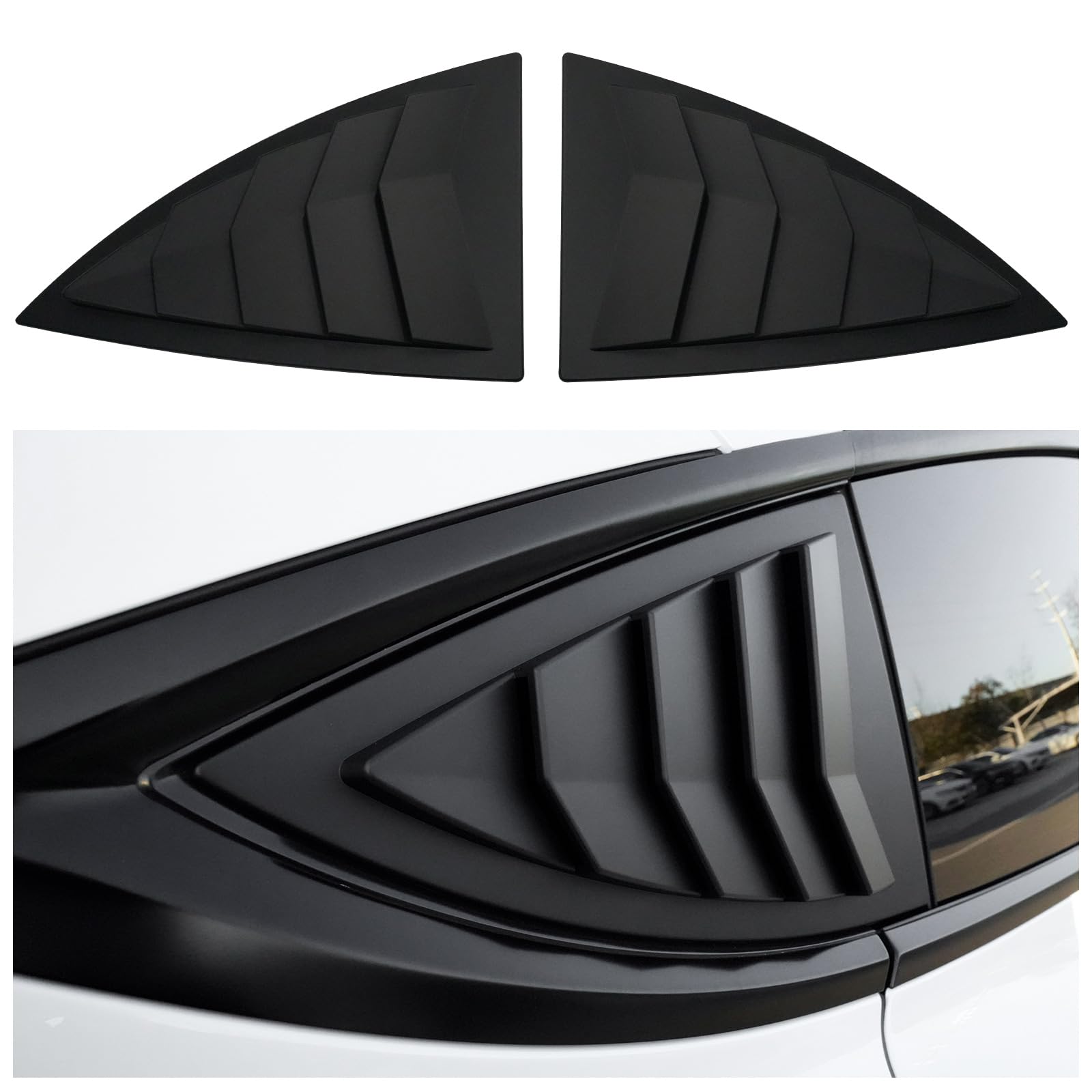 Photo 1 of WildWell Rear Side Window Louvers for Tesla Model Y 2020-2024 Side Window Louver Air Vent Scoop Sunshade Louver Covers Matte Black
