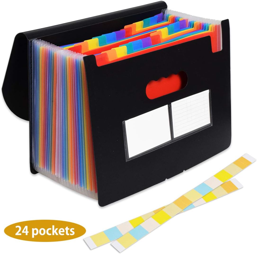 Expanding File Folder 24 Pockets, KXF Portable Expandable
