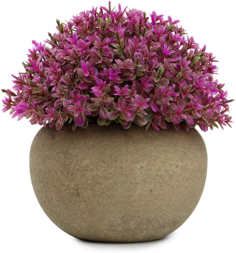 Epartswide Artificial Mini Plastic Potted Plants Topiary Shrubs Fake Plants for Office Bathroom Farmhouse Decoration -