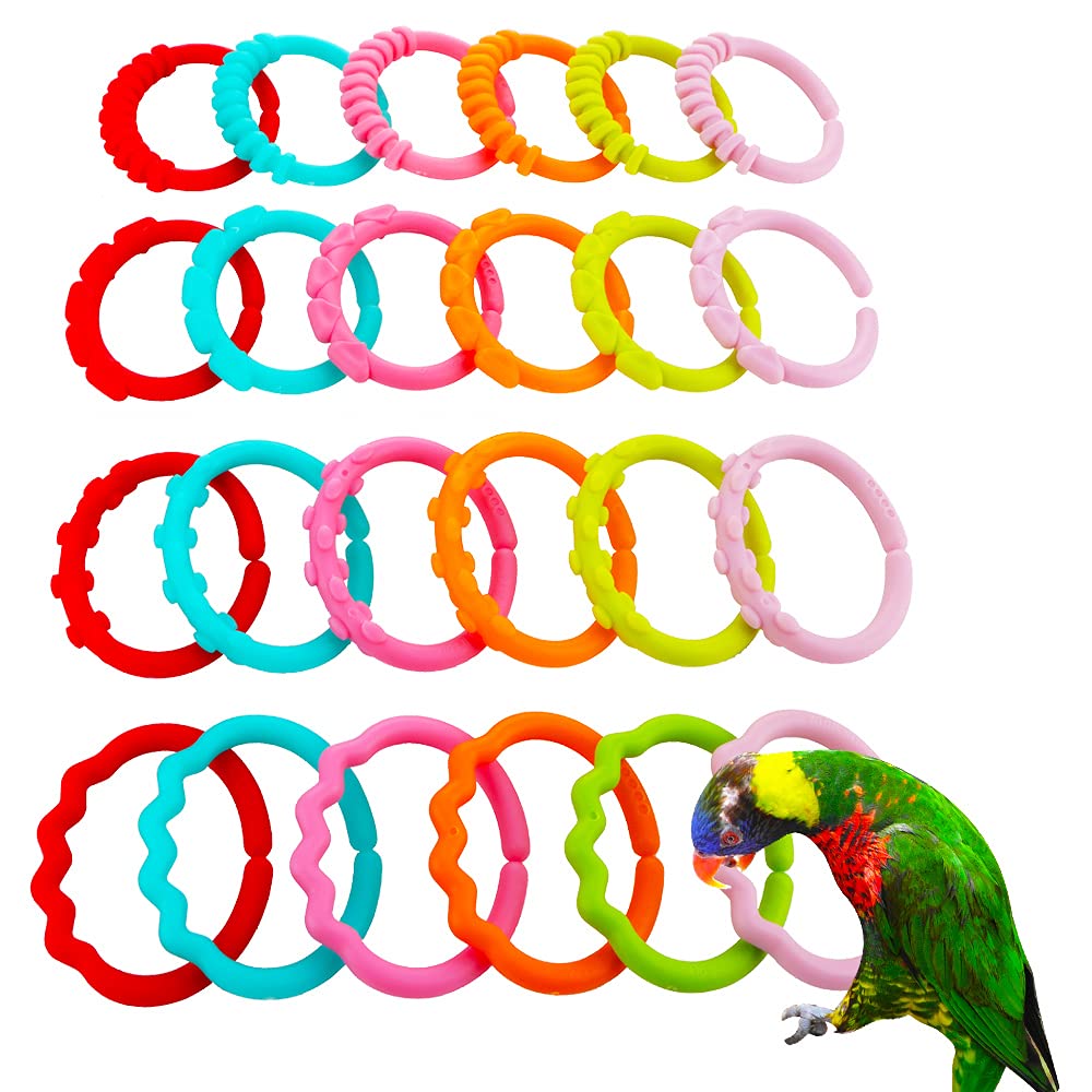 Photo 1 of 24 Pcs Bird Chewing Toy Parrot Plastic Large Link DIY Cage Accessories