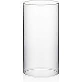 WGVI Hurricane Candle Holder Sleeve, Wide 4", Height 8", Clear Glass Cylinder Candleholder, Chimney Tube, Open Ended Candle Shade, 1 Piece