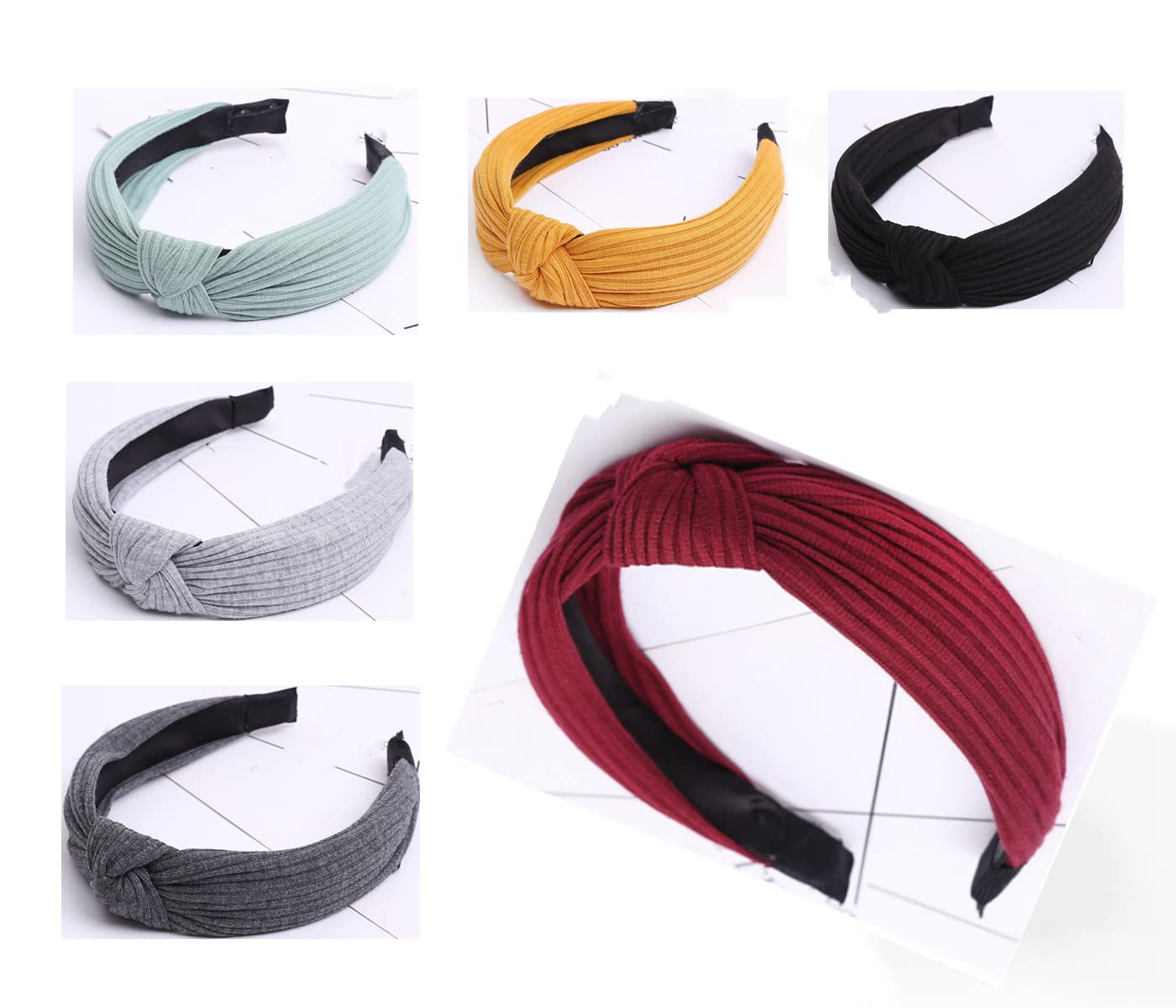 Loopunk 6 Pieces Hair Bows Cross Knot Wide Brim Hair Accessories with Flowers for Women and Girls (6 Colors)