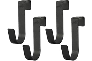 Over Cabinet Door Hooks, 4 Pack Heavy Duty Metal J-Hooks for Kitchen, Bathroom, Laundry Room, Cabinet Hooks for Hanging, Hold