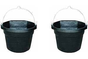 FARM INNOVATORS INC FI Farm Innovators Rubber 3 Gallon Flat Back Heated Bucket with Metal Handle, Built in Thermostat, and Concealed Heating Element, 70 Watt (2 Pack)