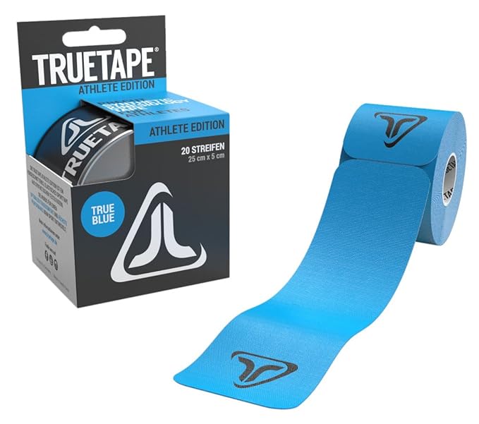 TRUETAPE Athlete Edition | vorgeschnittenes Kinesiologie Tape | 20 Precut Streifen Pro Rolle | CE Zertifiziert | Aufbewahrung