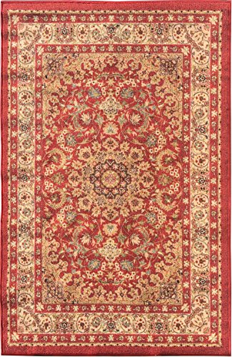 Sweet Home Red Medallion Design Area Rug (5'0"X6'6") 5 Feet by 6 Feet 6 Inch with Non-Skid (Non-Slip) Rubber Backing