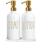 MOMEEMO Bathroom Soap Dispenser Set, Contains Lotion and Hand Soap Dispenser, Suitable for Bathroom Decor. (White)