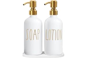 MOMEEMO Bathroom Soap Dispenser Set, Contains Lotion and Hand Soap Dispenser, Suitable for Bathroom Decor. (White)