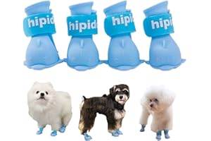 Yeduzyn 4Pcs Waterproof Dog Boots Dog Shoes for Snow and Rain Teddy Pomeranian Bichon Small Dogs (Blue, Large)