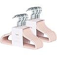3 Sprouts Velvet Baby Hangers - Non-Slip Hanger for Infant, Toddler, Baby Clothes - Closet Kids Hangers with Slim Design, Nordic Colors, Pack of 30 - Pink