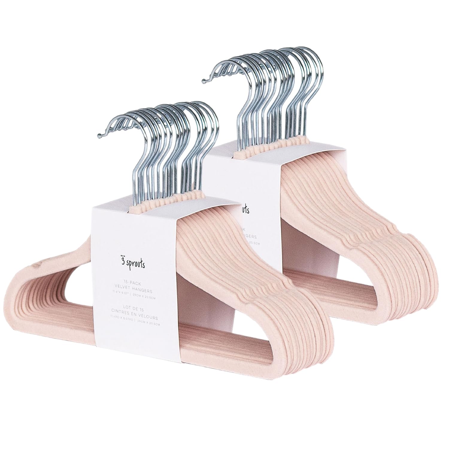 3 Sprouts Velvet Baby Hangers - Non-Slip Hangers for Infant & Toddler - Closet Hanger for Childrens Clothes & Coat - Newborn Hanger, Pack of 30 - Pink