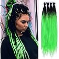 Kraler 22 Inch 40 Strands Green Dreadlock Extensions, Thin 0.6cm Width Synthetic Crochet Dreads Extensions 100% Handmade Single Ended Dreads Reggae Style Dreadlock for Worman