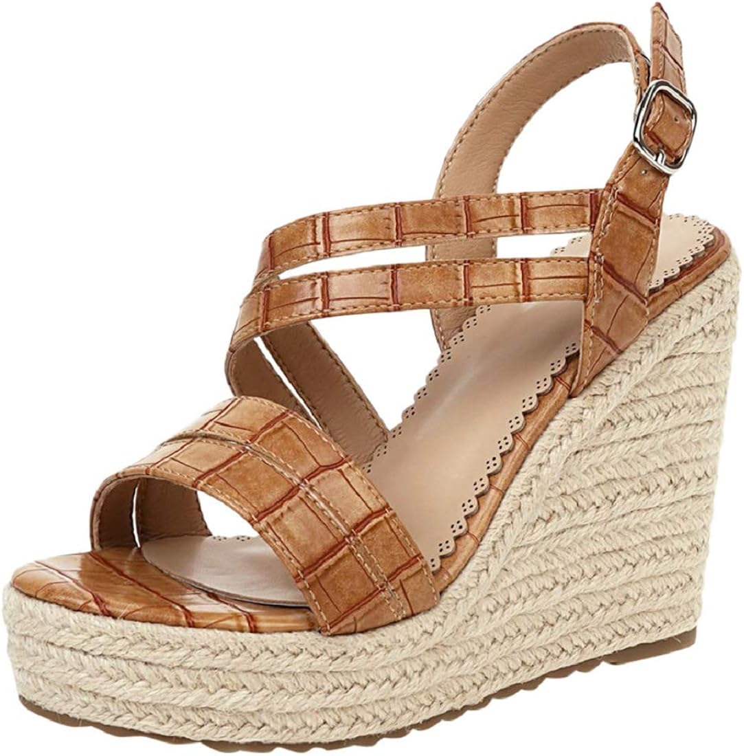 Amazon.com: Aonember Women's Espadrille Sandals Casual Wadge Platform Sandal Open Toe Strappy 