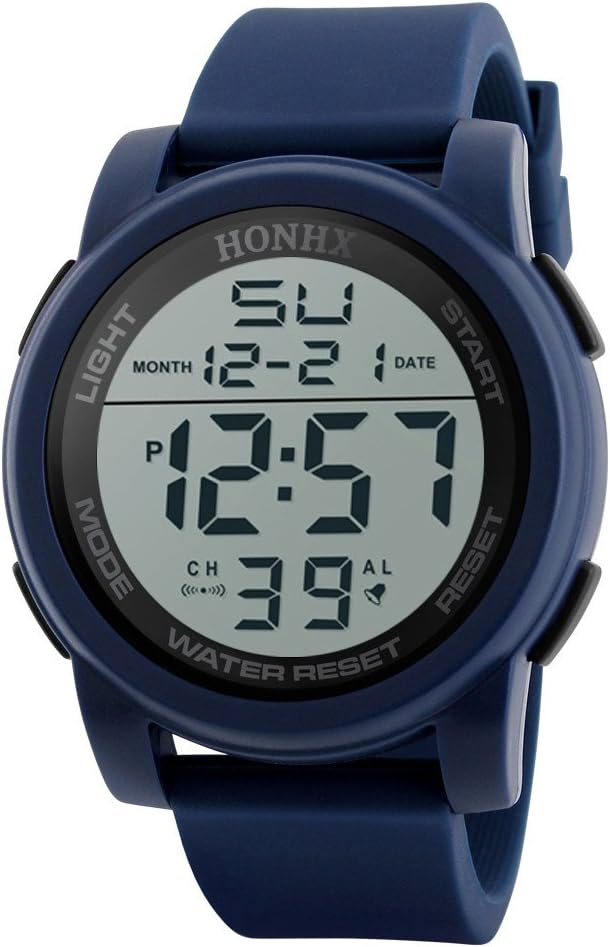 Men's Digital Watch Large Face LED Wrist Watches Military Sports Electronic Waterproof Outdoor Stopwatch