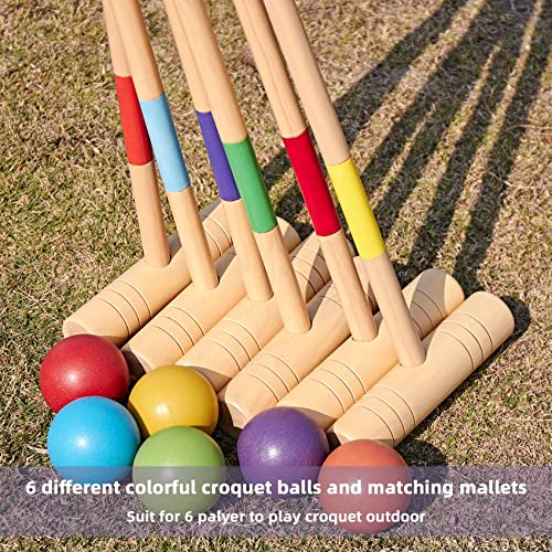 ApudArmis 35In Six Players Croquet Set with Deluxe Premiun Pine Wooden