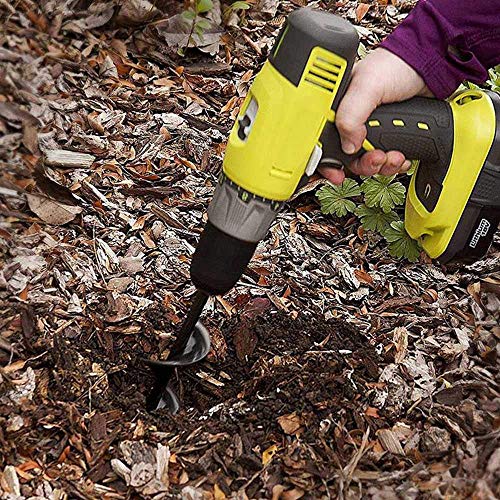 SETROVIC Garden Auger Drill Bit, 3" x 12" Post Hole Digger Rapid Flower Bulb Planter Bedding Plant Auger Earth Auger For 3/8" Hex Drive Drill, Black