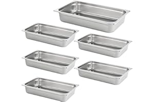 HECMAC 6 Pack Anti-Jam Hotel Pans, Full Size 4 Inch Deep, Commercial Stainless Steel Chafing Steam Table Pan, Catering Storage Metal Food Pan