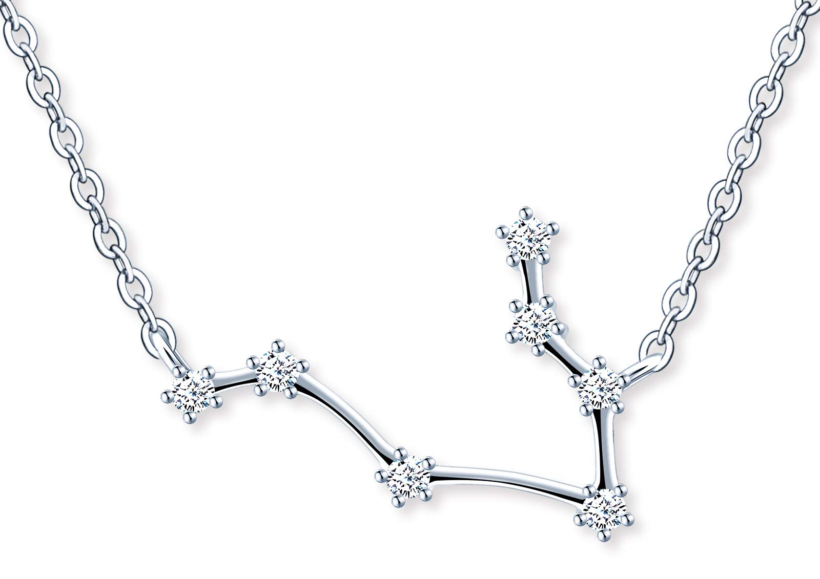 MicLee Women's girl's Necklace pendant, 925 Sterling Silver necklace, Twelve constellations zircon necklace, Constellations Guardian Choker, Gemini necklace pendant, Inlaid zircon, silver