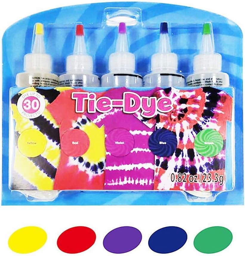 genialkiki DIY Tie-Dye Kit, One Step Tie-Dye Kit Liquid Dye Safe & Non-Toxic DIY Clothing Graffiti Dye for Family Entertainment(5Colors)