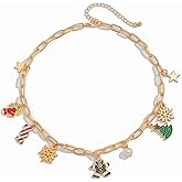 ALoveSoul Festive Celebration Christmas Necklace - Gold-Tone Chain with Holiday Charms, Perfect Christmas Jewelry Gifts