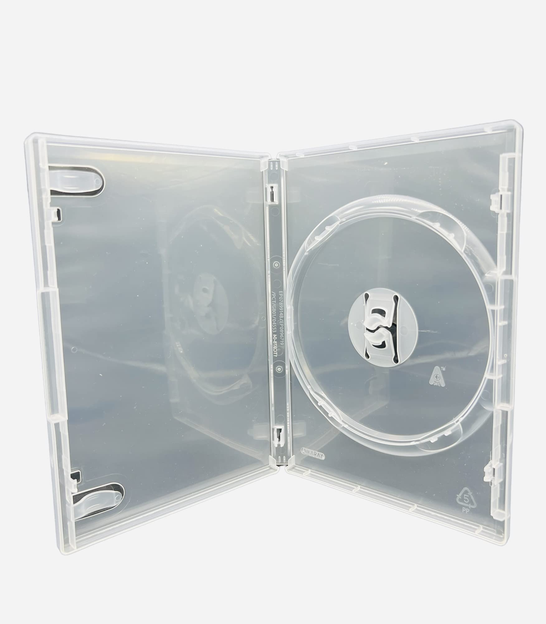 50 x Amaray Single Clear DVD, CD, BLU RAY Disc Case With Clips For An Additional Tray, Booklet Clips and Outer Sleeve For Artwork Inlay. Packed in Dragon Trading Packaging