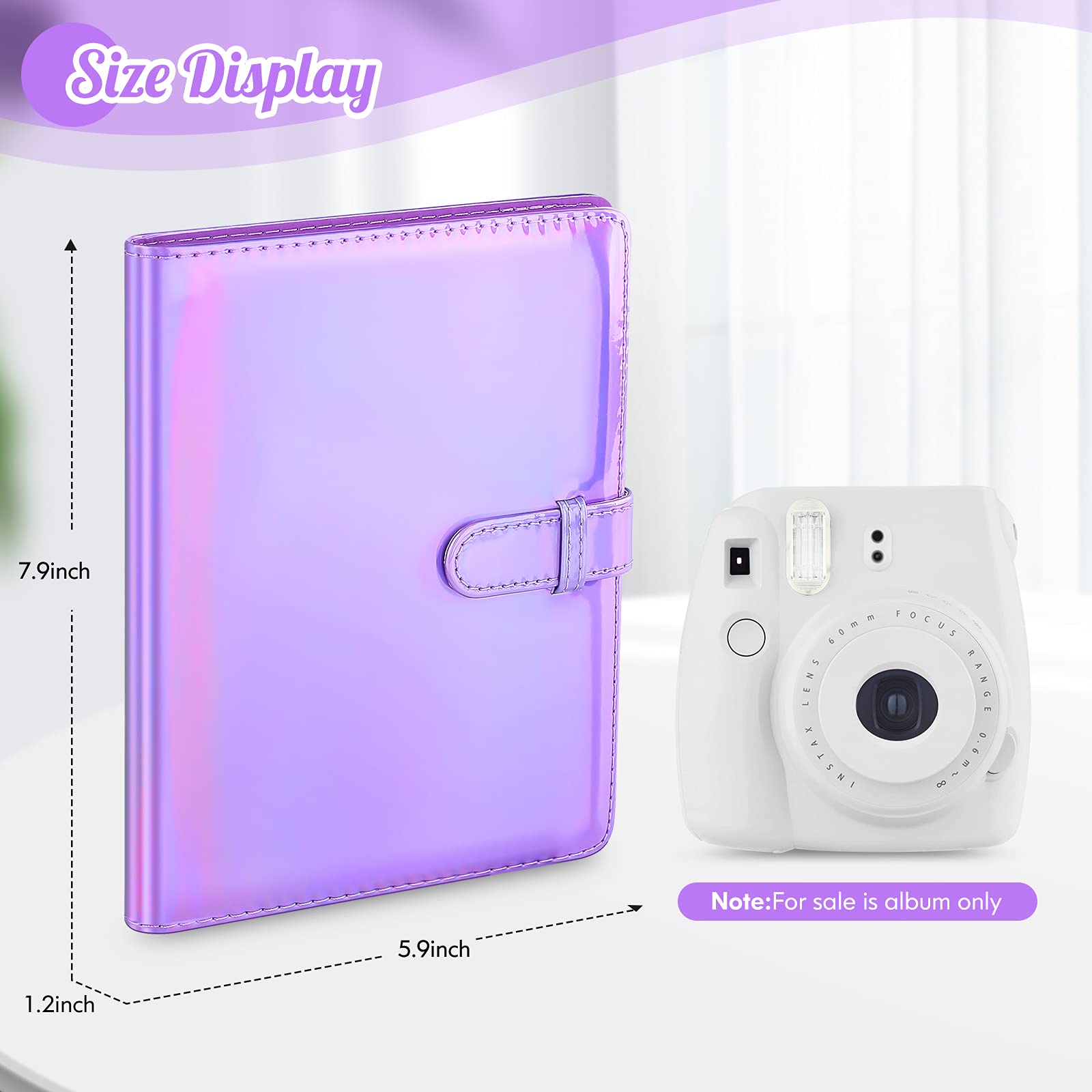 Ablus 256 Pockets Photo Album for Polaroid Snap SnapTouch Zip Mint Cameras Printers, Fujifilm Instax Mini 11 90 9 8+ 8 7S 70 50S 26 25 LiPlay Instant Camera Film, Mini Link SP-1 Printer(Nebula Purple)