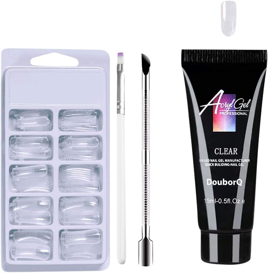 JUSTWIN Quick dry Nail Extension Poly Gel Kit Nail Slip Solution Phototherapy Gel Quick Extension Gel, Profession Nail Art Enhancement Tool Kit for Salon Home