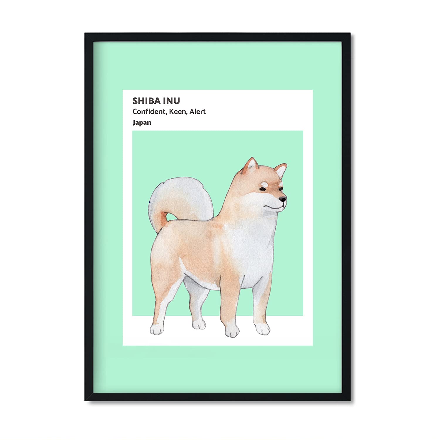 Nacnic Liba-Inu Print. Posters with illustrations of dog breeds in warm tones and cake. Interior decoration. A4 size