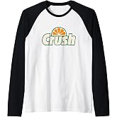 Crush Orange Slice Graphic Throwback Design Raglan Baseball Tee