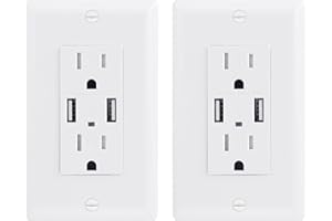 EverElectrix 2 Pack 4.8A Wall Outlet with USB Ports 15Amp Duplex USB Wall Outlets Tamper Resistant USB Outlet Charger, UL Listed, Electrical Outlet with Dual USB Ports, White USB Outlets Receptacles