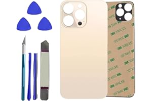 13 Pro Max Back Glass Replacement Compatible with iPhone 13 pro max with Pre-Installed Adhesive and Repairing Tool Kits(Gold)