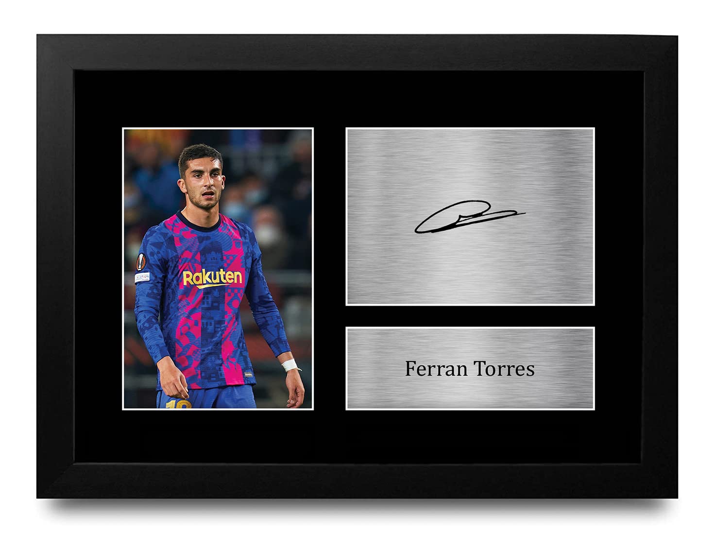 HWC Trading FR A4 Ferran Torres Barcelona Gifts Printed Signed Autograph Picture for Football Fans and Supporters - A4 Framed