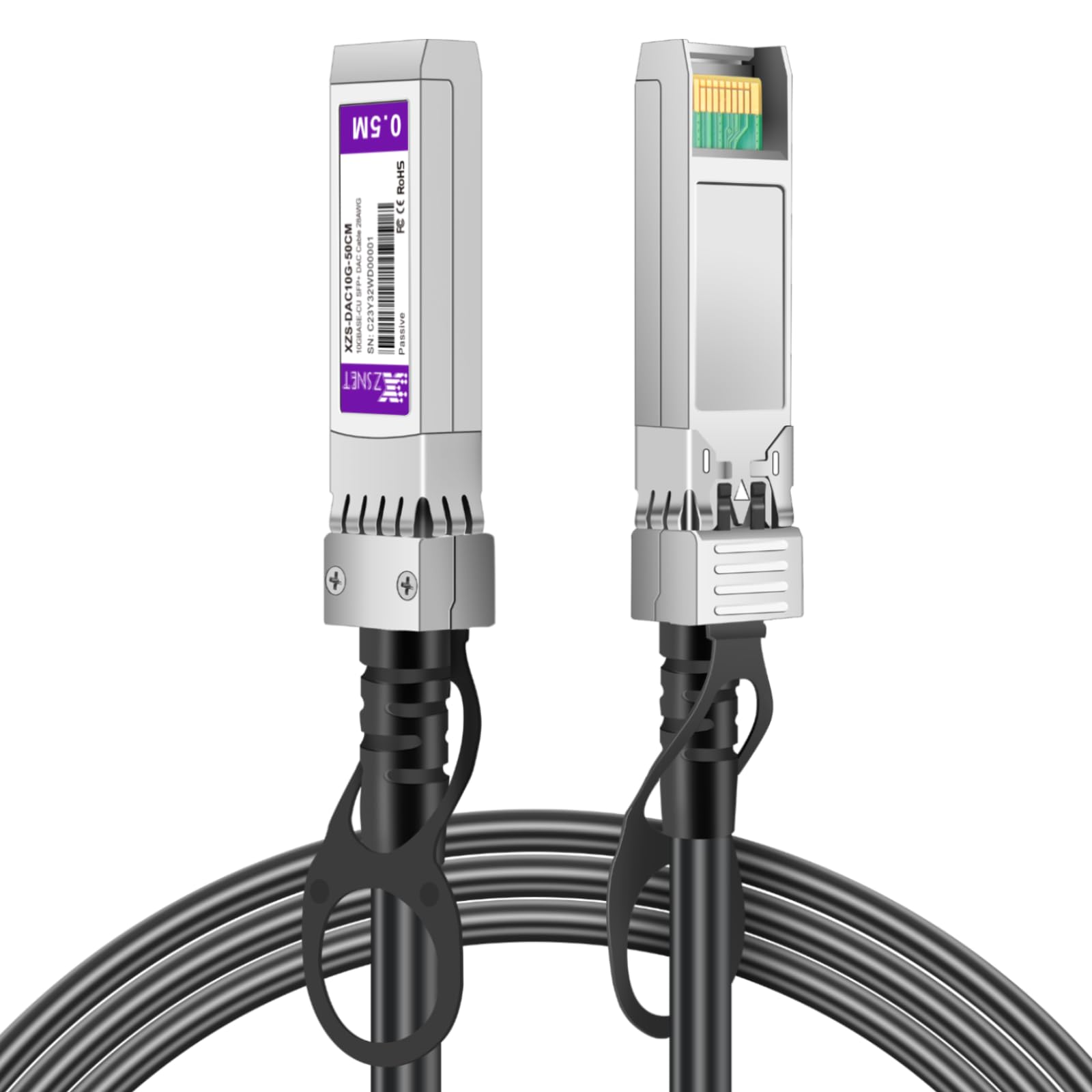 Photo 1 of 10G SFP+ DAC 0.5M(1.6ft), 10GBASE-CU Direct Attach Copper Passive Twinax Cable for Cisco SFP-H10GB-CU0.5M, Ubiquiti UniFi UC-DAC-SFP+, Meraki, Netgear and More, 28AWG | 0.5-7m Optional