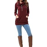 levaca Womens Long Sleeve Button Cowl Neck Casual Slim Tunic Tops with Pockets