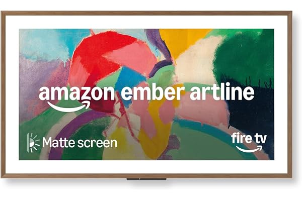Amazon Ember Artline 55" with Fire TV (newest model), 4K Ultra HD QLED smart TV with free art and photos, anti-glare display, custom frames, Dolby Vision, find shows faster with Alexa+ - Walnut