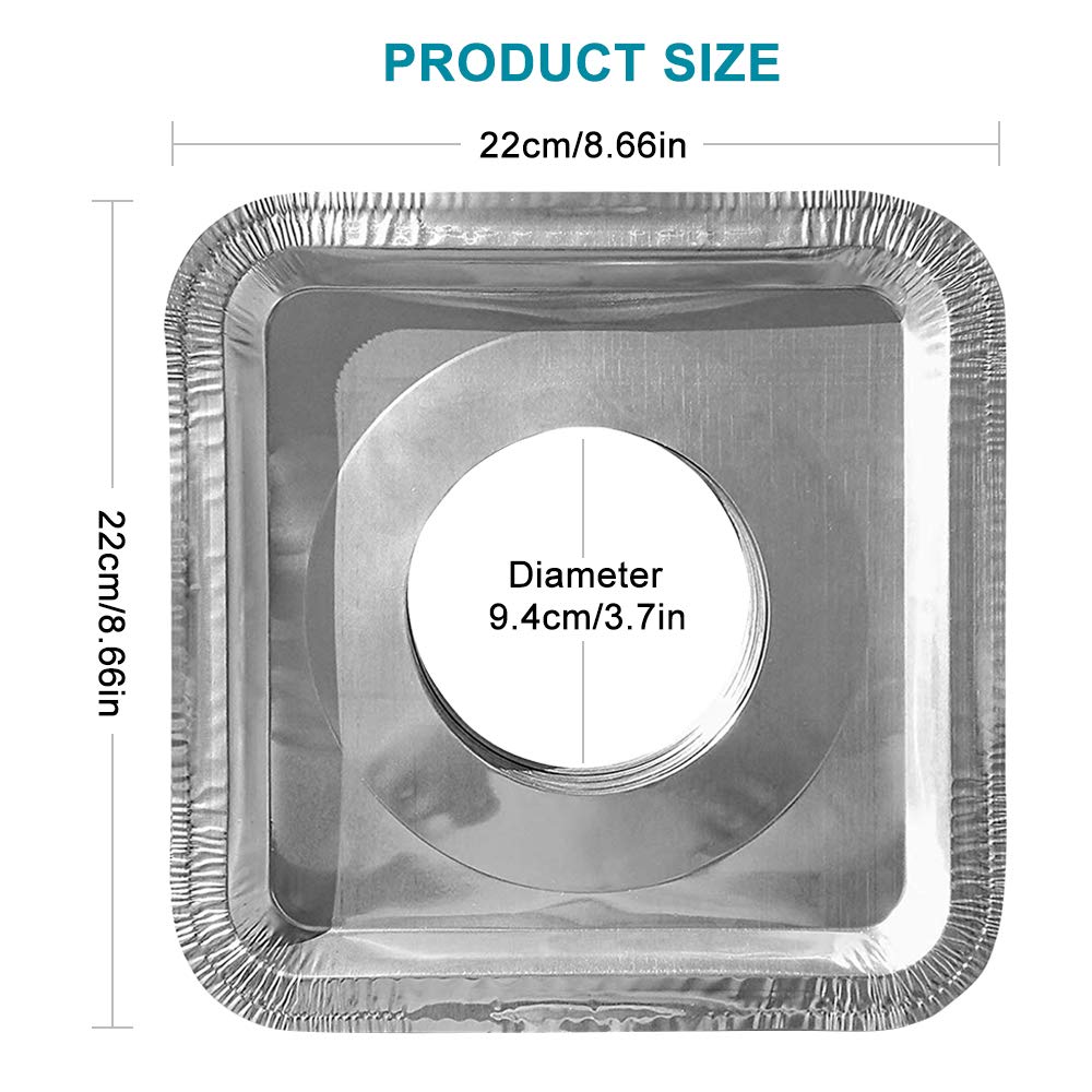 B. SHINE Foil Stove Burner Covers - Aluminum Foil Gas Range Protectors Gas Stove Burner Liners, Disposable, Size 8.66”x 8.66”, 50 Pack