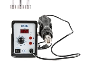 CREWORKS 858D Rework Station, 110V SMD Soldering Rework Station with Hot Air Heat Gun Set, LED Digital Temperature Display Screen Electric Desoldering Welding Iron Kit for Electronics Repairing