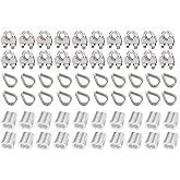 Ymkf Sqqr 60Pcs M3 Stainless Steel Wire Rope Cable Clip clamp M3 Stainless Steel Thimble M3 Aluminum Crimping Loop Sleeve for 1/8 inch Wire Rope Cable(3 Styles, 20PCS Each)