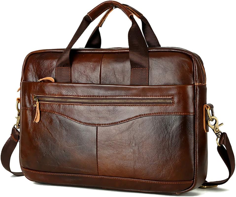 MX kingdom Waterproof 14 inch Laptop Leather Briefcase Notebook Business Casual Retro Backpack Computer Bag Shoulder Bag Messenger Bag Men