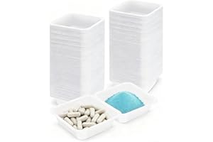 250 Pack Weigh Boats, 100ml Anti Static White Pans Plastic Square Easy Pour Boats, Weighing Trays for Capsule Filling, Lab Di