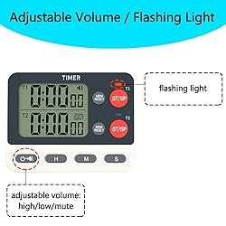 FCXJTU Digital Dual Kitchen Timer, 2 Groups Cycle