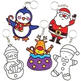 Baker Ross Christmas Suncatcher Keyrings & Bag Danglers for Children to Decorate and Wear (Pack of 5)
