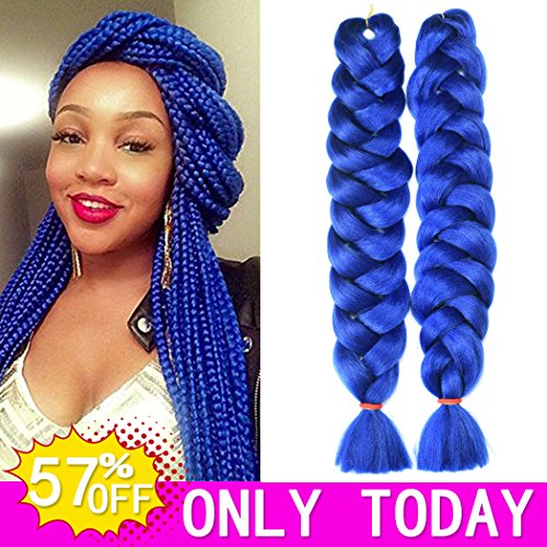 HVAXING 82 inch Ombre Jumbo Braiding Hair Extensions 2Pcs/Lot 165g/pcs High Temperature Kanekalon Fiber Crochet Twist Braids (Blue)