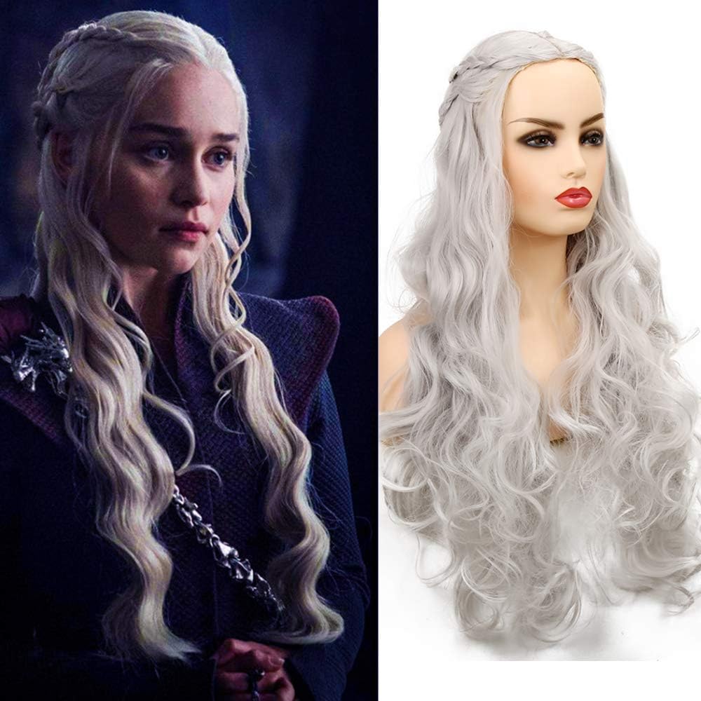 Grey Wigs for Women Cosplay Wig Long Hair Curly Wavy Wig Ladies Wigs Synthetic Halloween Carnival Party Costumes Wig (gray) - Image 3